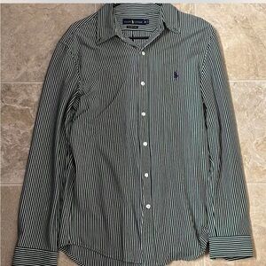 Ralph Lauren Men's Navy and White Striped Shirt